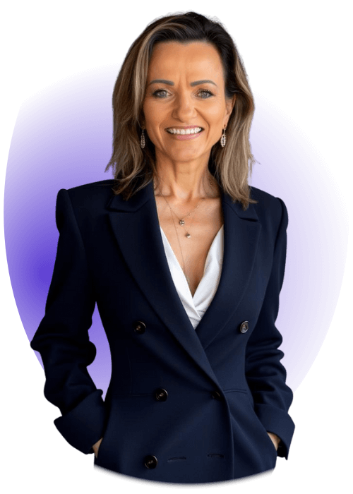 Owner Renata Klik in a navy blue jacket